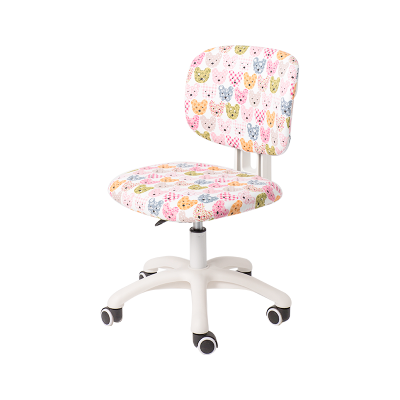 Silla de oficina para estudiantes-3 silla de estudiante de tela de dibujos animados de colores rosa para estudio